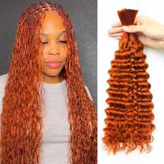 Hair Wefts Shining Girl Deep Wave Brazilian Virgin Human Hair 18 inch #350 Ginger Orange