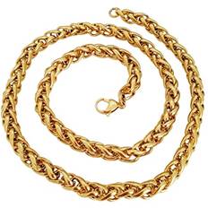 Jewelry Sets Infinique Creations 18K Gold Plated Stainless Steel Wheat Braided Chain Bracelet Necklace 3mm 8mm