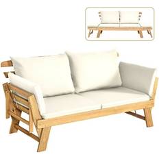 Outdoor Sofas Goplus Convertible Wood Outdoor Sofa