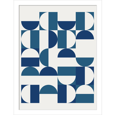 AllModern Bauhaus Inspired Geometric 1 N Blue And Teal White Framed Art 13x17"