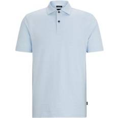 Linen - Men Polo Shirts Regular-fit polo shirt in cotton and linen- Light Blue Men's Polo Shirts