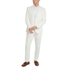 Cotton Suits Kenneth Cole Men's Slim Fit Stretch Linen Solid Suit - Cream