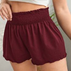 Shein Red Shorts Shein Women's Plus Solid Color Drawstring Shorts