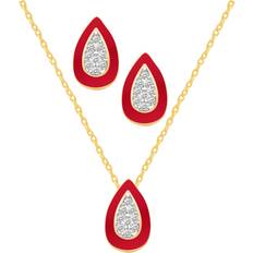 Macy's Jewelry Sets Macy's Crystal Enamel Necklace and Earring Set, 2-Piece Red Enamel