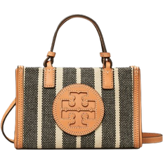 Tory Burch Mini Ella Striped Canvas Tote - Black Ivory