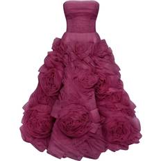 Milla Dramatically flowered tulle dress in wine color