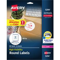 Avery Labels Avery 2-1/2" High Visibility Round Labels with Sure Feed 300pcs