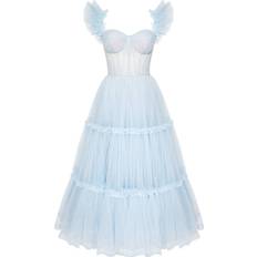 Milla Light Blue Ruffled Tulle Midi Dress