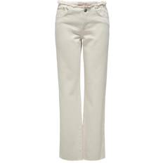 Dame - Røde Jeans Only Straight leg jeans Ecru Onlvalentin Lw Rw Dnm Red Cro Jeans W30/L32