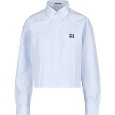 Miu Miu Striped Cotton Shirt - Sky Blue/White
