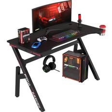 BestOffice Gaming Desk Computer 47" Home & Office Extra Large Modern Ergonomic - Carbon Fiber Black