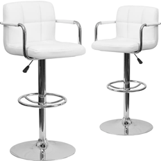 Adjustable Seat Stools Emma and Oliver Adjustable White Seating Stool 45.2" 2