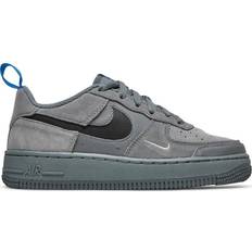 Nike Air Force 1 Low Cut Out Swoosh GS - Smoke Grey/Black/Light Photo Blue