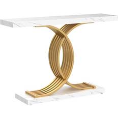 Console Tables Tribesigns Entryway White/Gold Console Table 11.8x39.4"