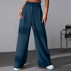 Shein M - Women Pants Shein Solid Color Pleated Wide Leg Pants