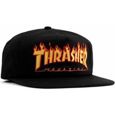 Clothing Thrasher Flame Embroidered Snapback Hat black