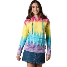 Clothing MV Sport W1162 Women's Womenâ€ Courtney Burnout V-Notch Hooded Sweatshirt in Rainbow Stripe Cotton Polyester