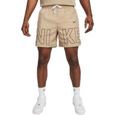 Beige - Men Shorts Nike Sportswear Men's Woven Flow Shorts - Khaki/Black