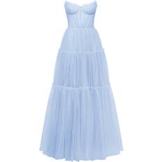 Light blue tulle maxi dress with ruffled skirt, Garden of Eden