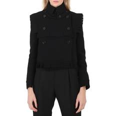 Burberry Black - Women Jackets Burberry Fringed Cashmere Wool Blend Cropped Trench Jacket