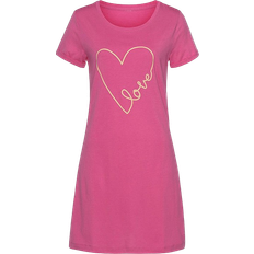 Vivance Heart Print Dreams Long Nightie - Pink