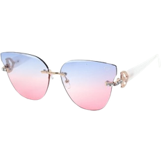 Women's Rhinestone Jewel Hinge Sunglasses - White/Blue/Pink