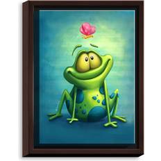 DiaNoche Designs The Frog II Walnut Framed Art 13.8x17.8"