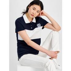 Tommy Hilfiger Women Polo Shirts Tommy Hilfiger Women's Logo Applique Colorblocked Polo Shirt Navy