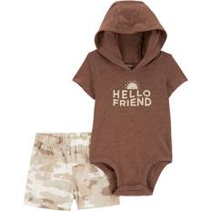 Carter's Kid's Hello Friend Hooded Bodysuit & Camo Short Set 2-pack - Brown