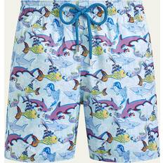 Cotton Swimming Trunks Vilebrequin Men's Allover Fish-Print Swim Shorts