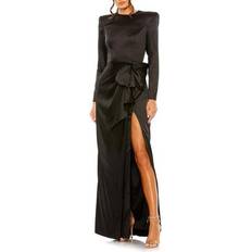 Mac Duggal Clothing Mac Duggal Satin Bow Long Sleeve Column Gown