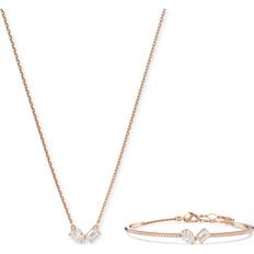 Swarovski Jewelry Sets Swarovski Rose Gold-Tone Mesmera Mixed Cuts Bangle Bracelet & Pendant Necklace Set, 15" 2-3/4" extender Rose Gold