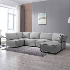 Furniture Mixoy Couch Light Grey Sofa 120.4" 5 Seater