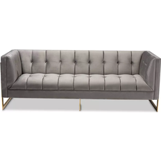 Baxton Studio Ambra Gray Sofa 83.5" 3 Seater