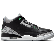 Black - Men Sneakers Nike Air Jordan 3 Retro M - Black/Wolf Grey/White/Green Glow