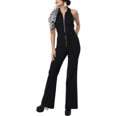 Smak Parlour 1970s Front Zipper Halter Jumpsuit - Black