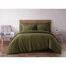 Linen Duvet Covers Brooklyn Loom Linen Set in Moss Duvet Cover Green