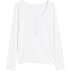 H&M Women's Ribbed Henley Shirt - White
