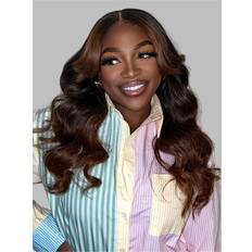 UNice 7x5 Bye Bye Knots Ombre Loose Wave Wig 16 inch Black to Chestnut Brown