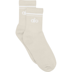 Beige - Men Underwear Alo Unisex Half-Crew Throwback Sock - Bone/White