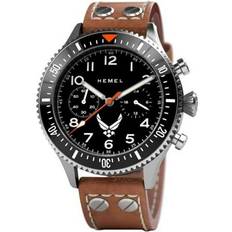 Adult Wrist Watches Hemel USAF Special Edition Misson Objectives Black with Super-LumiNova C3 100M Men for Adult White