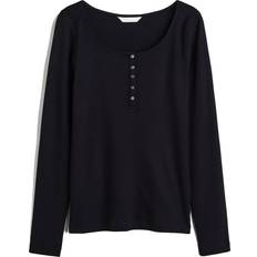 H&M Ribbed Henley Shirt - Black