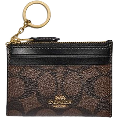 Wallets & Key Holders Coach Mini Skinny Id Case In Signature Canvas - Gold/Brown Black