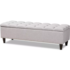 Baxton Studio Brette Finished Wood Grayish Beige Storage Bench 48x15.4"