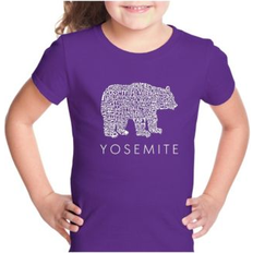 LA Pop Art Girl's Yosemite Bear Word Art T-shirt - Purple