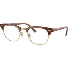 Ray-Ban Metal - Unisex Glasses & Reading Glasses Ray-Ban Clubmaster Striped Brown Clear Lenses Polarized 53-21 Striped Brown 53-21