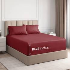 CGK Unlimited Queen Extra Deep Pocket Count Bed Sheet Red (259.08x)