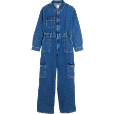 Hemdkragen Jumpsuits & Overalls River Island Denim Utility Jumpsuit - Blue