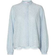 Atmungsaktiv Blusen Selected Tatiana English Embroidery Shirt - Cashmere Blue