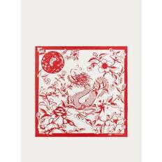 Ferragamo Red Accessories Ferragamo Dragon Print Silk Foulard